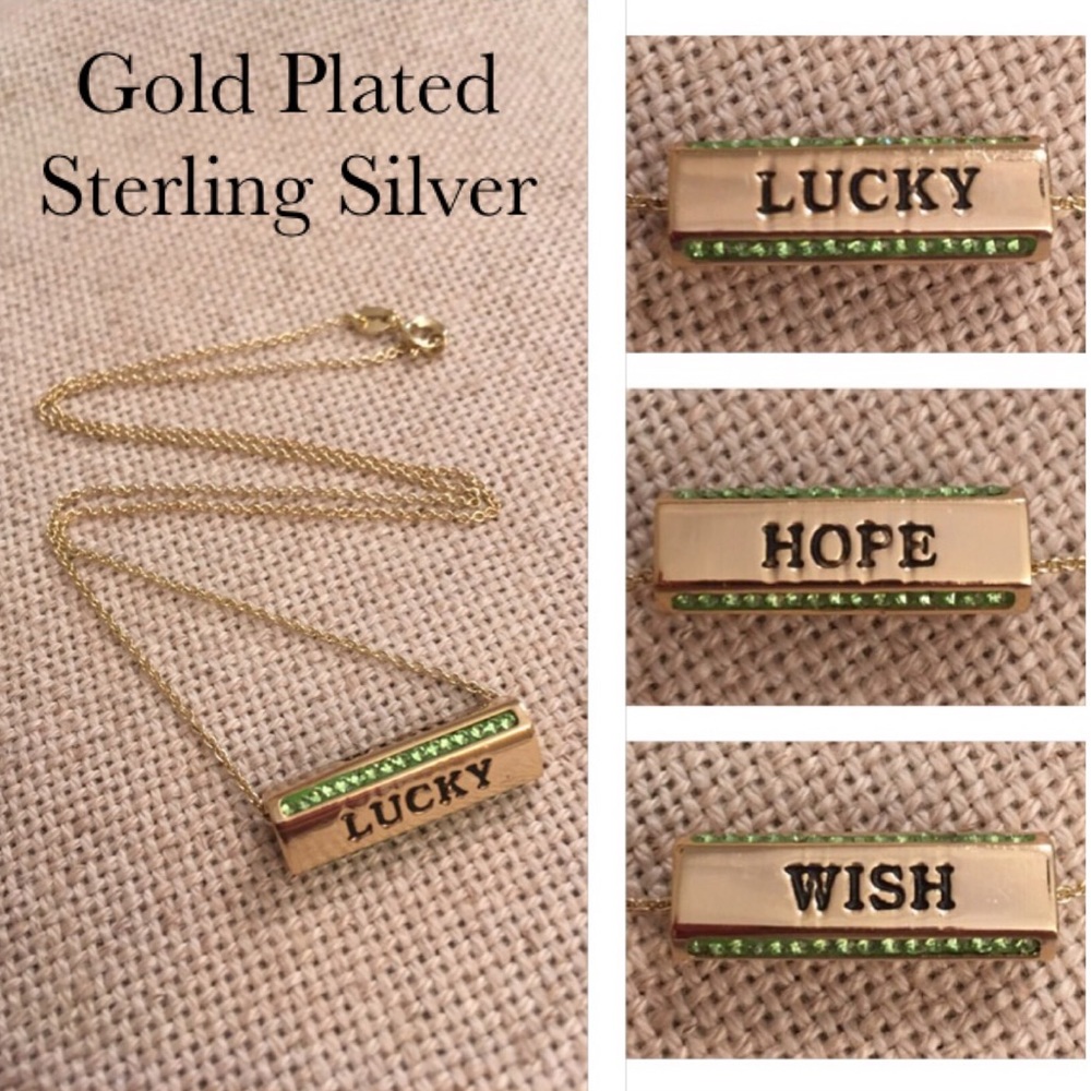 3 Sided Triangle Necklace Wish Hope Lucky Peridot
